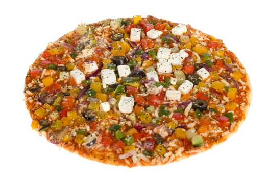 vegetarian pizza, photo on the white background