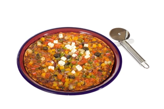 vegetarian pizza, photo on the white background