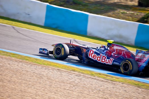 JEREZ DE LA FRONTERA, SPAIN - FEB 10: Jaime
Alguersuari of Toro Rosso F1 races on training session on February 10 , 2011, in Jerez de la Frontera , Spain