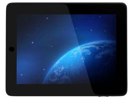 Wordl from space view On Tablet PC Computer Monitor