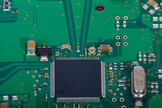 Detail of the front of a printed circuit board 