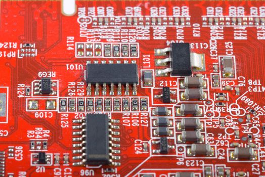 Detail of the front of a printed circuit board 