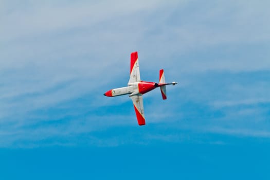 CADIZ, SPAIN-SEP 9: Aircrafts of the Patrulla Aguila taking part in a test on the 4th airshow of Cadiz on Sep 9, 2011, in Cadiz, Spain