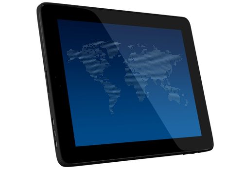 Wordl Map On Tablet PC Computer Monitor