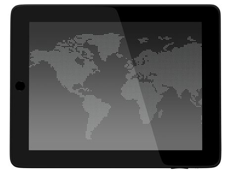Wordl Map On Tablet PC Computer Monitor
