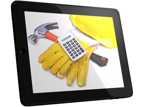 Work Tools And Equipment On Tablec Computer Screen