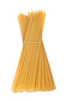 uncooked spaghetti, photo on the white background