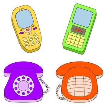 set various phones, mobile and desktop, isolated on white