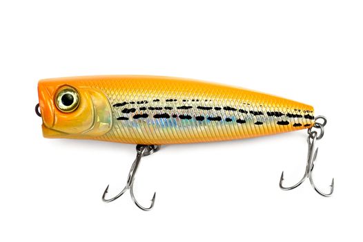 Orange jig popper isolated on a white background