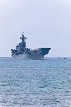 MALAGA, SPAIN-MAY 28: Aircraft carrier Principe de Asturias taking part in an exhibition on the day of the spanish army forces on May 28, 2011, in Malaga, Spain
