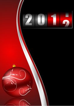 new year illustration with counter and christmas ball