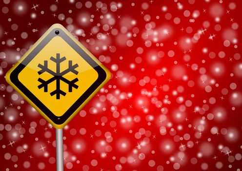 snow - road sign