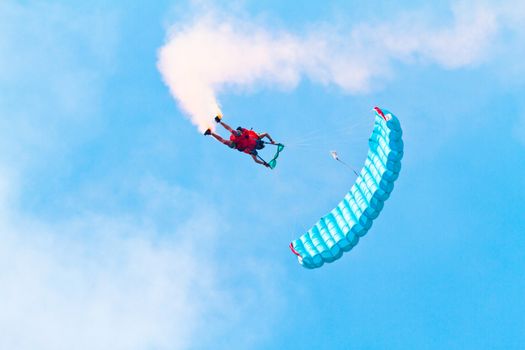 CADIZ, SPAIN-SEP 10: Parachutist Rex  Pemberton taking part in a test in the 4th airshow of Cadiz on Sep 10, 2011, in Cadiz, Spain