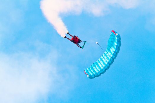 CADIZ, SPAIN-SEP 10: Parachutist Rex  Pemberton taking part in a test in the 4th airshow of Cadiz on Sep 10, 2011, in Cadiz, Spain