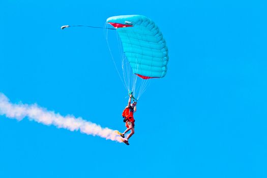 CADIZ, SPAIN-SEP 10: Parachutist Rex  Pemberton taking part in a test in the 4th airshow of Cadiz on Sep 10, 2011, in Cadiz, Spain