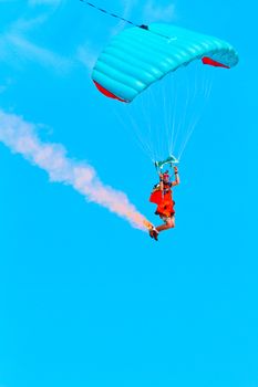CADIZ, SPAIN-SEP 10: Parachutist Rex  Pemberton taking part in a test in the 4th airshow of Cadiz on Sep 10, 2011, in Cadiz, Spain