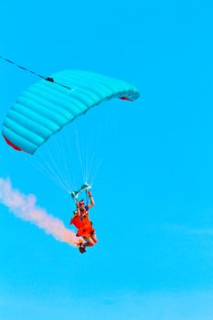 CADIZ, SPAIN-SEP 10: Parachutist Rex  Pemberton taking part in a test in the 4th airshow of Cadiz on Sep 10, 2011, in Cadiz, Spain