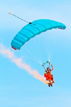 CADIZ, SPAIN-SEP 10: Parachutist Rex  Pemberton taking part in a test in the 4th airshow of Cadiz on Sep 10, 2011, in Cadiz, Spain