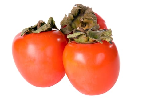 three ripe persimmon isolated on white background