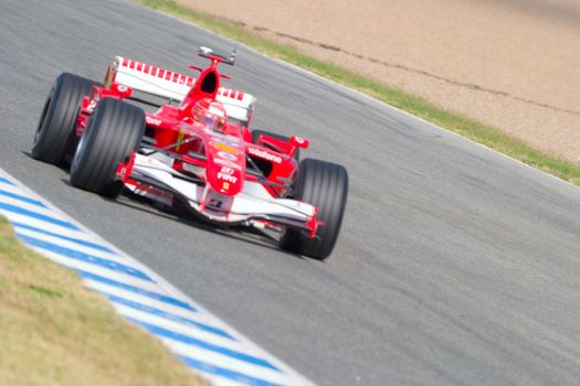 JEREZ DE LA FRONTERA, SPAIN - OCT 11: Michael Schumacher of Scuderia Ferrari F1 races on training session on October 11 , 2006 in Jerez de la Frontera , Spain