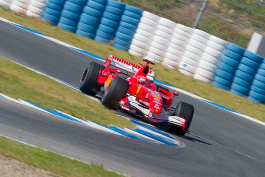 JEREZ DE LA FRONTERA, SPAIN - OCT 11: Michael Schumacher of Scuderia Ferrari F1 races on training session on October 11 , 2006 in Jerez de la Frontera , Spain