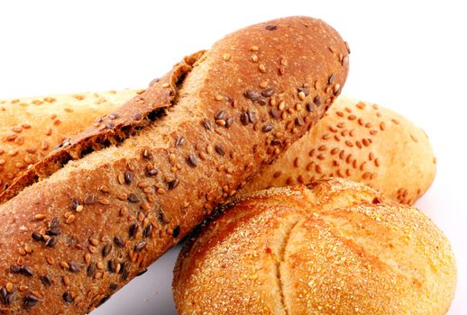 Fresh bread isolated on white background