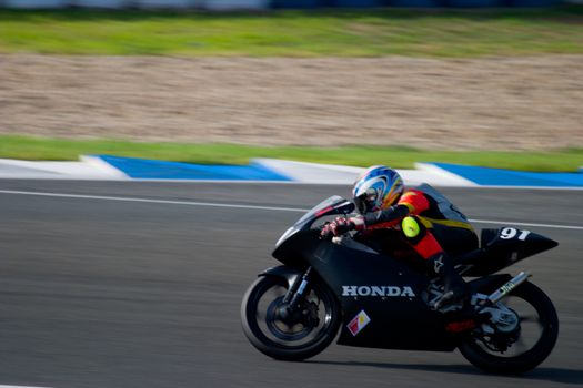 JEREZ DE LA FRONTERA, SPAIN - SEP 03: Pilot of motorcycling of 125cc in the Spanish championship of velocity (CEV) on Sep 03, 2005, in racetrack of velocity of Jerez de la Frontera