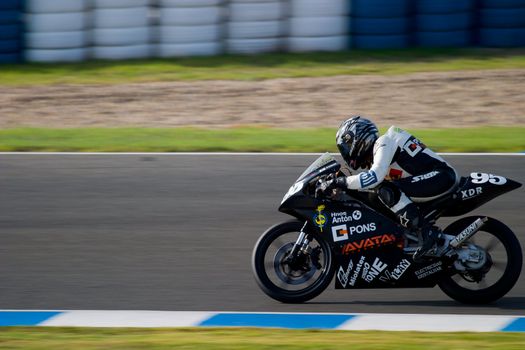 JEREZ DE LA FRONTERA, SPAIN - SEP 03: Pilot of motorcycling of 125cc in the Spanish championship of velocity (CEV) on Sep 03, 2005, in racetrack of velocity of Jerez de la Frontera
