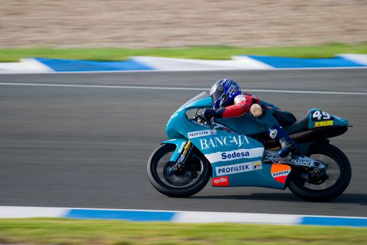 JEREZ DE LA FRONTERA, SPAIN - SEP 03: Pilot of motorcycling of 125cc in the Spanish championship of velocity (CEV) on Sep 03, 2005, in racetrack of velocity of Jerez de la Frontera