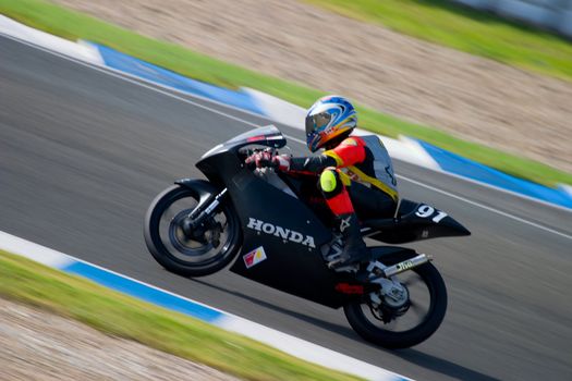 JEREZ DE LA FRONTERA, SPAIN - SEP 03: Pilot of motorcycling of 125cc in the Spanish championship of velocity (CEV) on Sep 03, 2005, in racetrack of velocity of Jerez de la Frontera