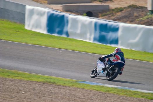 JEREZ DE LA FRONTERA, SPAIN - SEP 03: Pilot of motorcycling of 125cc in the Spanish championship of velocity (CEV) on Sep 03, 2005, in racetrack of velocity of Jerez de la Frontera