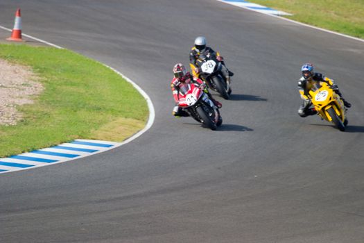 JEREZ DE LA FRONTERA, SPAIN - SEP 03: Pilot of motorcycling of Formula Extreme in the Spanish championship of velocity (CEV) on Sep 03, 2005, in racetrack of velocity of Jerez de la Frontera