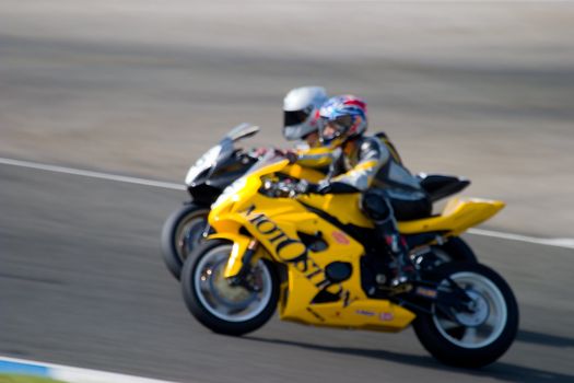 JEREZ DE LA FRONTERA, SPAIN - SEP 03: Pilot of motorcycling of Formula Extreme in the Spanish championship of velocity (CEV) on Sep 03, 2005, in racetrack of velocity of Jerez de la Frontera