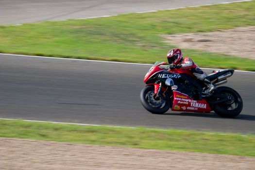 JEREZ DE LA FRONTERA, SPAIN - SEP 03: Pilot of motorcycling of Formula Extreme in the Spanish championship of velocity (CEV) on Sep 03, 2005, in racetrack of velocity of Jerez de la Frontera