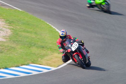 JEREZ DE LA FRONTERA, SPAIN - SEP 03: Pilot of motorcycling of Formula Extreme in the Spanish championship of velocity (CEV) on Sep 03, 2005, in racetrack of velocity of Jerez de la Frontera