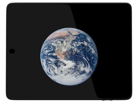 Earth Planet from Space On Tablet PC Computer Monitor