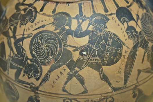 Etruscan decoration on vase found in Italy