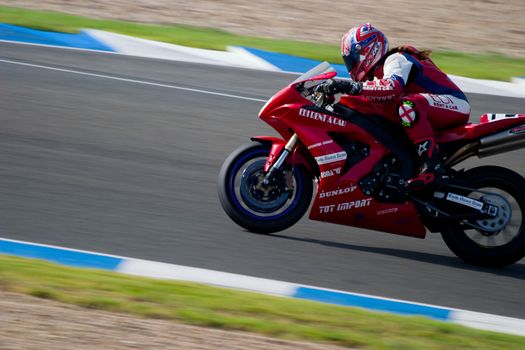 JEREZ DE LA FRONTERA, SPAIN - SEP 03: Pilot of motorcycling of Formula Extreme in the Spanish championship of velocity (CEV) on Sep 03, 2005, in racetrack of velocity of Jerez de la Frontera