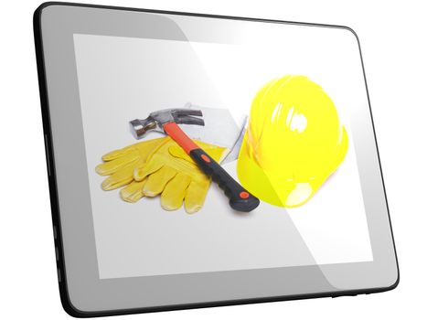 Work Tools And Equipment On Tablec Computer Screen