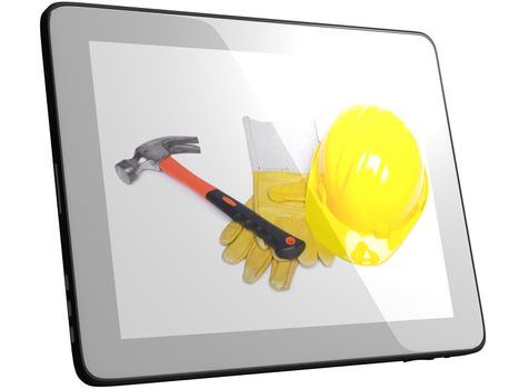 Work Tools And Equipment On Tablec Computer Screen