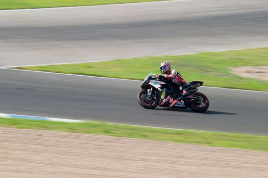 JEREZ DE LA FRONTERA, SPAIN - SEP 03: Pilot of motorcycling of Formula Extreme in the Spanish championship of velocity (CEV) on Sep 03, 2005, in racetrack of velocity of Jerez de la Frontera