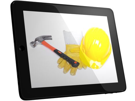 Work Tools And Equipment On Tablec Computer Screen