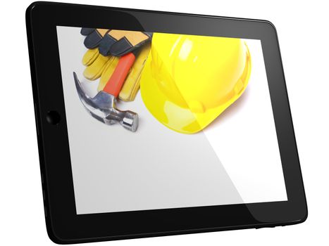 Work Tools And Equipment On Tablec Computer Screen