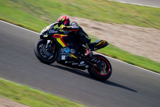 JEREZ DE LA FRONTERA, SPAIN - SEP 03: Pilot of motorcycling of Formula Extreme in the Spanish championship of velocity (CEV) on Sep 03, 2005, in racetrack of velocity of Jerez de la Frontera