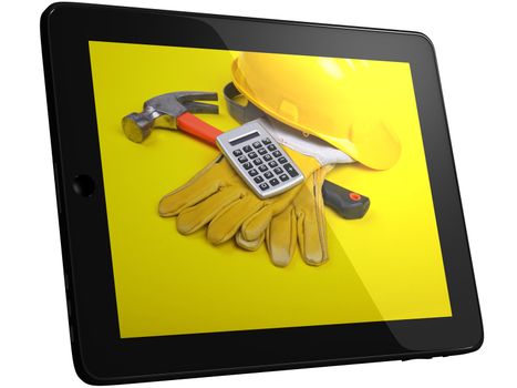 Work Tools And Equipment On Tablec Computer Screen