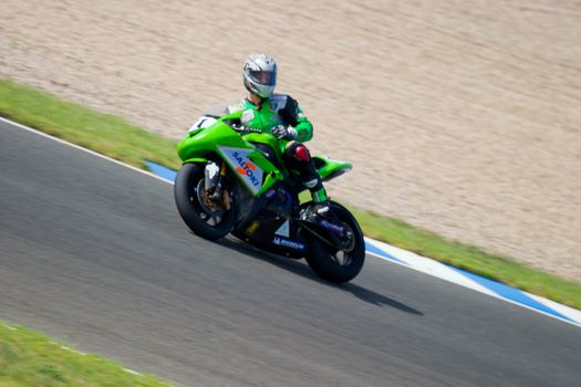 JEREZ DE LA FRONTERA, SPAIN - SEP 03: Pilot of motorcycling of Formula Extreme in the Spanish championship of velocity (CEV) on Sep 03, 2005, in racetrack of velocity of Jerez de la Frontera
