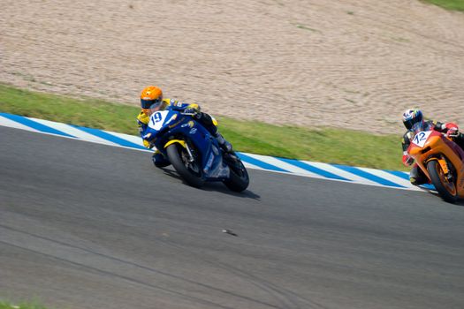 JEREZ DE LA FRONTERA, SPAIN - SEP 03: Pilot of motorcycling of Supersport in the Spanish championship of velocity (CEV) on Sep 03, 2005, in racetrack of velocity of Jerez de la Frontera