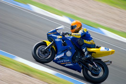 JEREZ DE LA FRONTERA, SPAIN - SEP 03: Pilot of motorcycling of Supersport in the Spanish championship of velocity (CEV) on Sep 03, 2005, in racetrack of velocity of Jerez de la Frontera