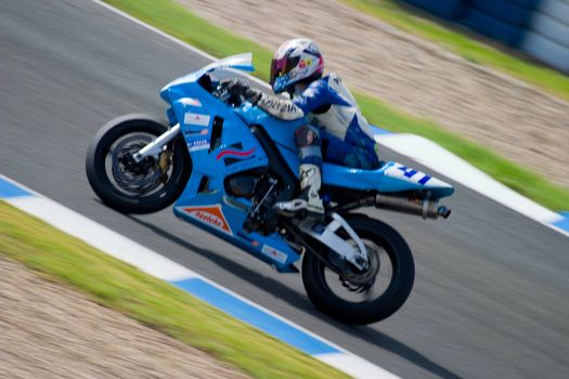 JEREZ DE LA FRONTERA, SPAIN - SEP 03: Pilot of motorcycling of Supersport in the Spanish championship of velocity (CEV) on Sep 03, 2005, in racetrack of velocity of Jerez de la Frontera