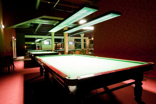 Shot of billiard room with tables, interior
